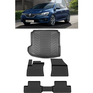 Megane 4 Sedan 2016 ve Sonrası 4.5d Paspas 3D Rizline Sol Cep Bagaj Havuzu