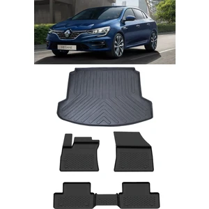 Megane 4 Sedan 2016 ve Sonrası 4.5d Paspas 3D Rizline Çift Cep Bagaj Havuzu