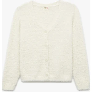 V Yaka Düğmeli Uzun Kollu Basic Hırka