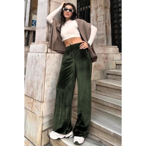 Haki Bol Paça Kadife Pantolon MG2283