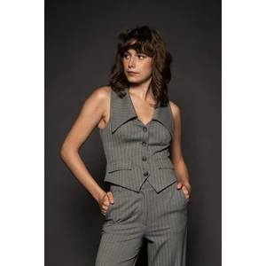 Kadın Gri Geniş Yaka Yelek