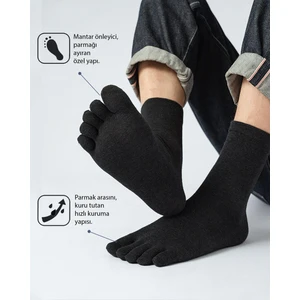 Parmak Çorap Siyah Bambu Mantar Önleyici ve Ipeksi Dokunuş Parmak Çorap