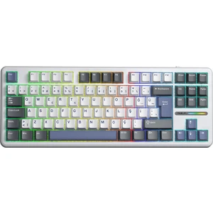 F87 Pro Mekanik Rgb Tkl Graywood V4 Switch Kablosuz Makrolu Hot Swap Türkçe Q Klavye Mavi
