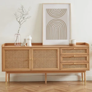 Woodendecoration Arya Konsol – Retro Stil Hasır Kapaklı Ahşap Mobilya