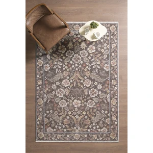 Frezia Floral Bambu Polyester Oturma Odası Salon Mutfak Halısı Eskitme Çiçekli Vintage Halı