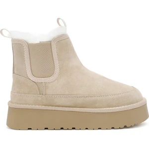 Kadın Bej Kalın Tabanlı Teddy Süet Deri Bot 25WFD405110