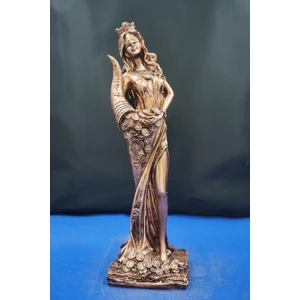 Fortuna Bereket Tanrıçası Heykeli - 28 cm Mitolojik Biblo Hediyelik Eşya Ev Dekor Bakır