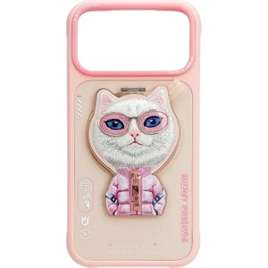 iPhone 17 Pro Max Uyumlu Magsafe Stant Özellikl 3D Gözlük Fermuar Kedi Detaylı Cool Cute 2.0 Kılıf 4