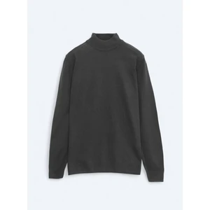 Antrasit Yarım Balıkçı Yaka Düz Örgü Triko Kazak