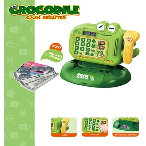 Pilli Işıklı Sesli Yazarkasa Dokunmatik Tuşlu Dijital Ekranlı Oyuncak Yazarkasa Crocodile