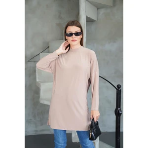 Tesettür Extra Uzun Tunik -Bej