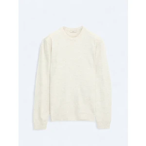 Bej Bisiklet Yaka Düz Örgü Triko Kazak