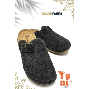 Erkek Ev Terliği  – Poli Taban Hafif Tabanlı Sıcak Tutan Halı Terliği Antrasit