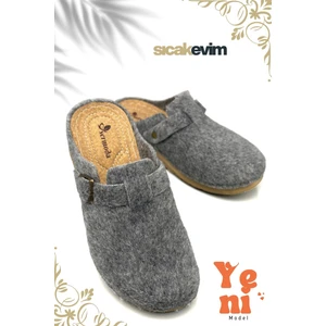 Erkek Ev Terliği  – Poli Taban Hafif Tabanlı Sıcak Tutan Halı Terliği Gri