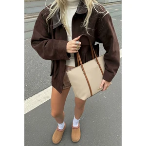 Kadın Mona Krem Tote Omuz Çantası