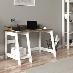 İnarch Dizayn Country Ergonomik Çalışma Masası, Modern Bilgisayar Masası, Beyaz/Antik Ceviz