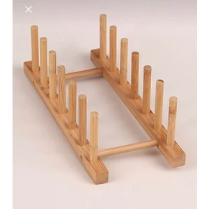 Bambu Ahşap Tabaklık Tabak Standı 6 Lı