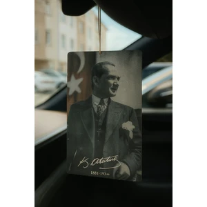 Atatürk Portresi ve Imzası Oto Kokusu - Dekoratif Araç Kokusu ve Aksesuarı