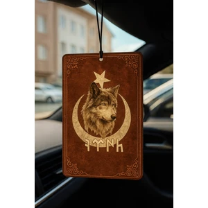 Kurtlu Göktürkçe Türk Yazılı Türk Bayrağı Oto Kokusu - Dekoratif Araç Kokusu ve Aksesuarı