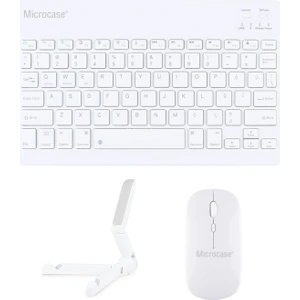 Samsung Galaxy Tab S9 Fe Plus X610 12.4 Inch Tablet ile Uyumlu Türkçe Bluetooth Klavye+Mouse+Tablet Standı Beyaz AL5166