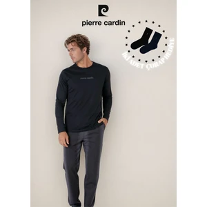 Erkek %100 Pamuk Yazı Detaylı Uzun Kol Pijama Takımı OL.PC.6095.001