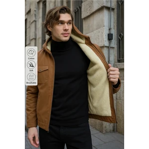 Erkek Içi Kürklü Kapşonlu Kışlık Kahve Bol Ceket