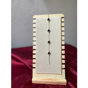 Kararmaz Çelik Siyah Yonca Gümüş Bileklik