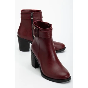 Bordo Kadın Topuklu Bot Suni Deri Terrmo Taban Yüzüdüz