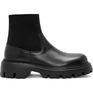 Erkek Siyah Fermuarlı Kalın Tabanlı Deri Casual Bot 25WFD631618