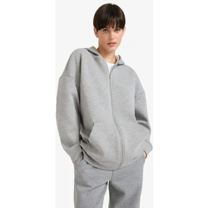 Oversize Geniş Kalıp Kapüşonlu Skuba Dalgıç Kumaş Hırka C6871AX25AU