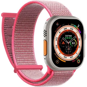 Apple Watch Series 11 42MM Hasırlı Kordon Woven Pembe