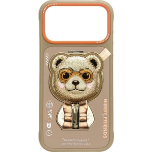 iPhone 17 Pro Max Uyumlu Magsafe Stant Özellikli 3D Gözlük Fermuar Bear Detaylı Cool Cute Kılıf 11B