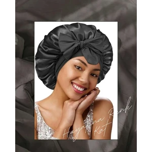 SB SizinBazar Ayarlanabilir ipek Saten Saç Bakım ve Uyku Bonesi Bandana-Siyah