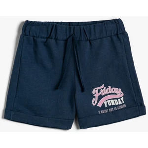 Kız Çocuk Baskılı Kısa Şort Pamuklu Beli Bağcıklı