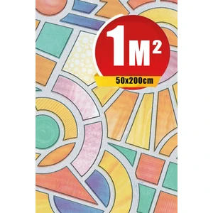 10205 Renkli Geometrik Desen Cam Vitray Folyo| 0,45 cm x 1m