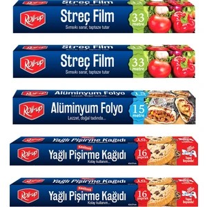 Streç Film - Alüminyum Folyo Pişirme Kağıdı 5 Parça Ekonomik Mutfak Seti 2