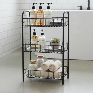 Banyo Metal Raf Banyo Düzenleyici Çok Amaçlı Metal Raf Açık Banyo Dolabı Metal Dekoratif Çok Amaçlı Raf Sabunluk Havluluk