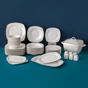 Bone Yeni Nilüfer 60 Parça 12 Kişilik Yemek Takımı Yarım Kare