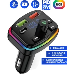 Transmitter Bluetooth Fm Araç Kiti Kolay Bağlantı Araba Müzik Mp3 Çalar Oto Çakmaklık Hızlı Şarj