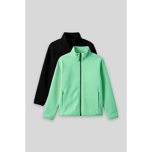 Standart Fit 2li Paket Siyah-Su Yeşili Kız Çocuk Polar Sweatshirt - 75154