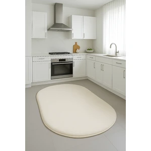 Krem Oval Kesme Yumuşak Kaymaz Taban Kalın Peluş Yıkanabilir Salon Yatak Oturma Odası Halı Yolluk