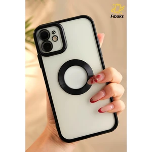 Apple iPhone 11 Kılıf Logo Gösteren Parlak Kenarlı Kamera Lens Korumalı Şeffaf Omega Silikon Kapak