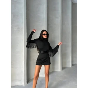 Şort Etekli Mini Püsküllü Elbise