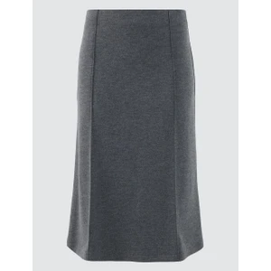 Jimmy Key Antrasit Melanj Yüksek Bel Düz Kesim Midi Örme Etek