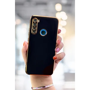 Xiaomi Redmi Note 8 Uyumlu Kılıf Parlak Kenarlı Altın Işlemeli Kamera Korumalı Kapak