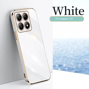 Xiaomi Mi 14T Kılıf Parlak Kenarlı Altın Işlemeli Kamera Korumalı Kapak