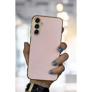Samsung Galaxy A34 Kılıf Parlak Kenarlı Altın Işlemeli Kamera Korumalı Bark Kapak