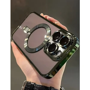 Apple iPhone 11 Pro Max Kılıf Kamera Lens Korumalı Magsafe Şarj Kilifi Şeffaf Renkli Yumuşak Kapak