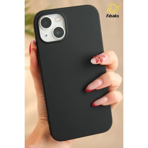 Apple iPhone 15 Plus/14 Plus Kılıf Kadife Lansman Soft Yumuşak Liquid Siyah Silikon Kamera Korumalı Kapak