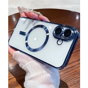 Apple iPhone 16 Kılıf Kamera Lens Korumalı Magsafe Şarj Kilifi Şeffaf Renkli Yumuşak Kapak